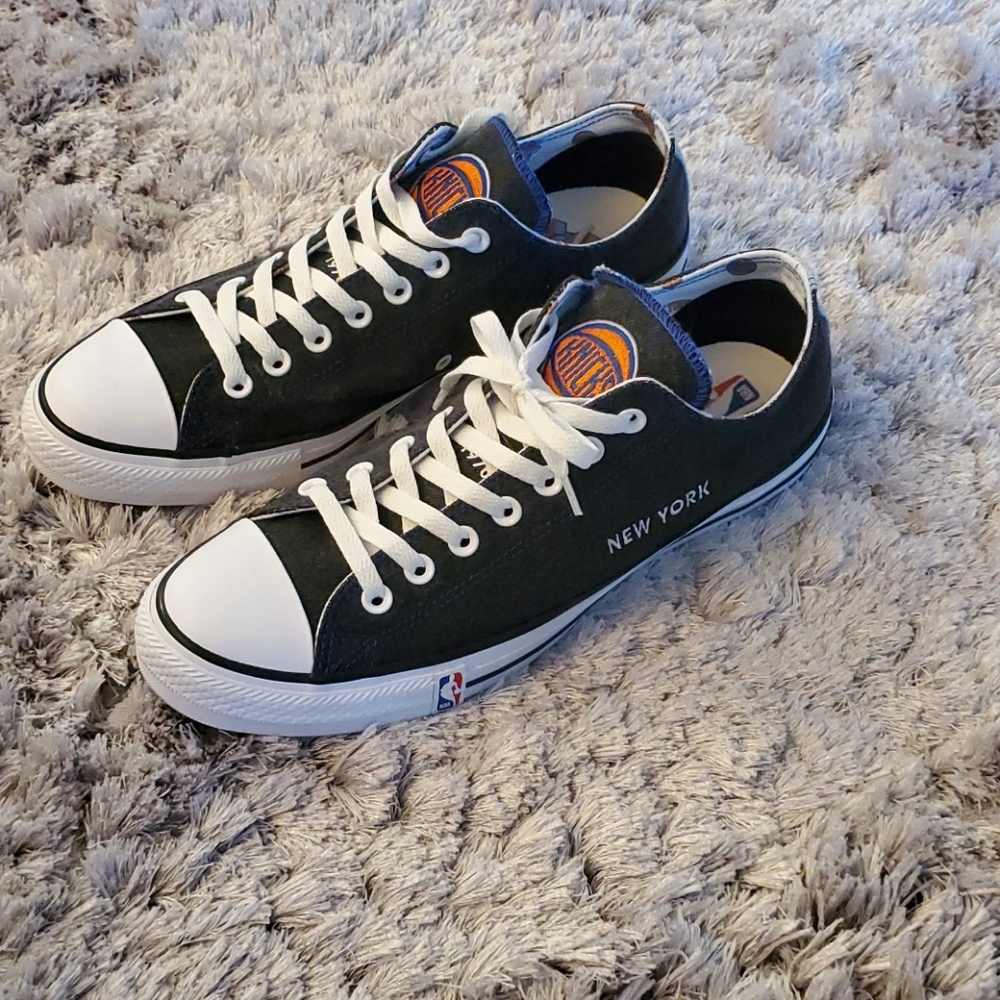 Custom Knicks Converse Denim Sneakers (Size 10) - Picture 2 of 7